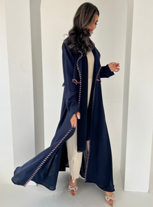 Abaya Leduo personnalisée, bleu marine, brodée à la main, respirante, longue, style ample, pour l'été, pour femmes musulmanes. - Product Image 3