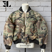 Blouson Bomber Court Matelassé en Twill de Coton Délavé Camouflage Style Vintage Distressed LARSUR – Fabrication Personnalisée