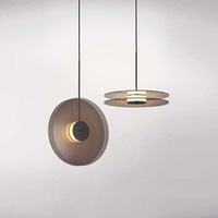 Lustre JACKSUN en cristal couleur thé, forme soucoupe volante, diamètre 50 cm, hauteur réglable, pour chambre à coucher, 4000K 7W