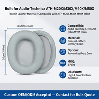 Bantalan Telinga Kulit Protein Bernapas Pengganti yang Kompatibel dengan Headphone Audio-Technica ATH-M20X M30X M40X M50X