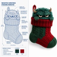 Monstre de Noël lesté en peluche dans un chaussette tricotée – Animal en peluche effrayant et mignon pour le soutien sensoriel et comme cadeau de Noël dans une chaussette