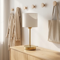 Lampe de table portable de luxe classique pour l'extérieur, sans fil, moderne, alimentée par batterie rechargeable, abat-jour en tissu blanc, veilleuse