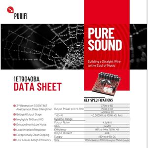 Amplificateur de puissance audio Hi-Fi de classe D Maroon avec module Purifi 1ET9040BA, distorsion ultra-faible, amplificateur haute puissance pour audiophiles - Product Image 5