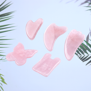 Quartz rose Guasha <span class=keywords><strong>pierre</strong></span> naturelle lisse outil de Relaxation musculaire froide pierres de Quartz Rose pour le visage outils IASTM - Product Image 2