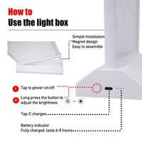 Support d'affichage de bureau sans fil rechargeable A4, magnétique, ultra fin, panneau publicitaire LED, boîte à lumière LED double face en acrylique
