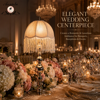 Lampe de table LED rechargeable ANNIELU bordeaux dorée, idéale pour centre de table de mariage, événements et banquets