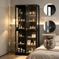 Présentoir en acrylique noir verrouillable avec porte transparente pour figurines de collection, livraison rapide directe usine