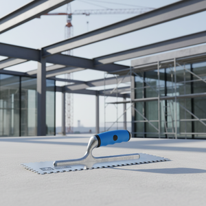 Truelle à plâtre AUSONIA pour colle, lame en acier inoxydable 36x12 cm, dents 10x10 mm, manche en caoutchouc, fabriqué en Italie - Product Image 2