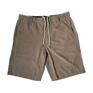Logotipo personalizado bolsos elástico lavado algodão leve vintage slack shorts para homens