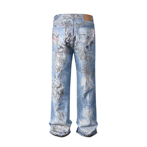 <span class=keywords><strong>Jeans</strong></span> a Rayas para <span class=keywords><strong>Hombre</strong></span>, Estilo Europeo Americano, a la Moda, de Pierna Recta, Corte Holgado Informal, <span class=keywords><strong>Jeans</strong></span> Rotos para <span class=keywords><strong>Hombre</strong></span> - Product Image 3