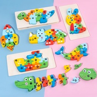Jouets éducatifs en bois pour enfants de 0 à 24 mois, blocs de construction cognitifs pour l'éducation précoce, animaux, transports, formes, puzzles 3D
