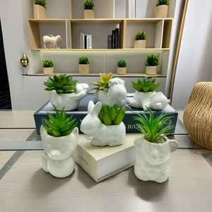 Commercio all'ingrosso quadrato vaso di ceramica per interni decorazione per la casa artificiale piante succulente per l'ufficio o camera da letto - Product Image 5