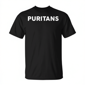 T-shirt Puritans noir à col rond pour adulte, unisexe, à manches courtes, design Thanksgiving - Product Image 2