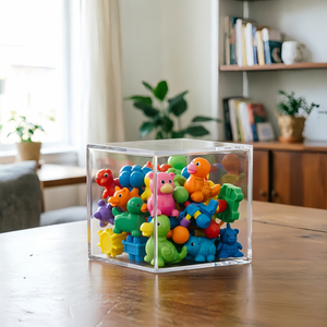 Boîte de rangement à couvercle rabattable en acrylique transparent de 10 cm, présentoir et <span class=keywords><strong>organisateur</strong></span> multi-usages anti-poussière pour figurines, <span class=keywords><strong>bijoux</strong></span>, aliments, jouets - Product Image 6