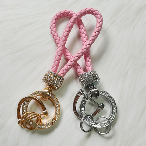 <span class=keywords><strong>Keychain</strong></span> du lịch PU da bện với Rhinestone dây móc chìa khóa mặt dây chuyền chìa khóa xe chủ đính cho phụ nữ bên đồ trang sức quà tặng - Product Image 2
