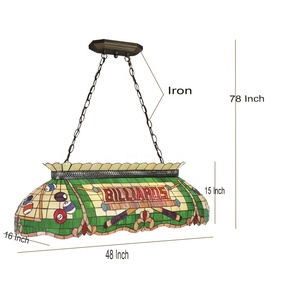 Hand-Crafted 55 ''Tiffany kính màu cắt hồ bơi bảng ánh sáng 6-Light Snooker và phòng bi-<span class=keywords><strong>a</strong></span> Đèn chùm Sản xuất tại Trung Quốc - Product Image 6