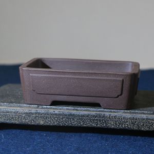 Pot à bonsaï rectangulaire en argile violette, en forme de râle, style Kui, fait main, style classique antique - Product Image 1
