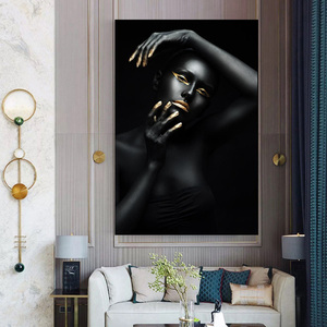 Affiche murale moderne en toile moyenne, <span class=keywords><strong>portrait</strong></span> de <span class=keywords><strong>femme</strong></span> africaine noire et <span class=keywords><strong>nue</strong></span>, aquarelle - Product Image 2