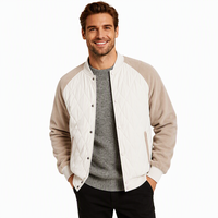 Veste bomber décontractée pour homme AQTQ personnalisée avec col montant boutonné, imperméable, coupe-vent, style vintage pour l'hiver