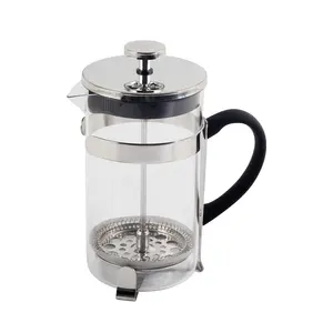 Removable Double Filter Cafe Glass Stainless Steel Big French Press Coffee & Tea Pot for Kitchen