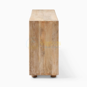Modern Natural Wood TV <b>Unit</b> with Dual Drawers and <b>Open</b> <b>Shelves</b> Minimalist Scandinavian Entertainment Console Living Room - Product Image 5