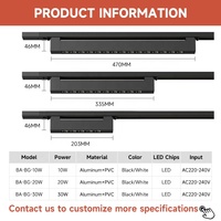 Projecteur sur rail LED linéaire haute luminosité pour magasin, maison, hôtel, système de rail, en aluminium et plastique, 10W 20W 30W
