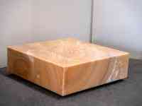 Table basse carrée en marbre onyx miel naturel SH STONE, plateau poli, cube, plateforme basse, table centrale en pierre, luxe pour salon