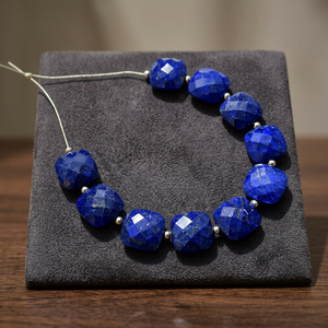Pierres précieuses naturelles de lapis-lazuli bleu, taille coussin, facettées, en forme de briolette, pierres lâches certifiées par un tiers, vente en gros, Gopika Exports, pour bagues - Product Image 3