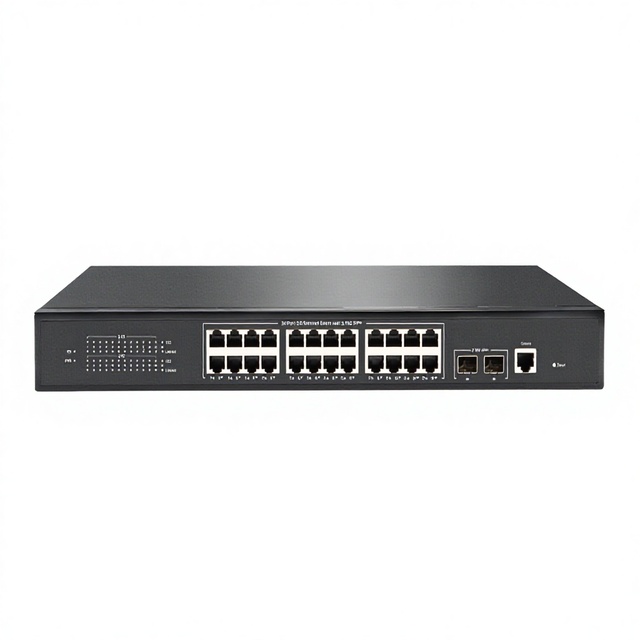 Factory OEM/ODM SR-S25G3226FP 24*2.5G+2*10G SFP L3 SNMP Managed Switch with 24Ports PoE QoS 160Gbps Capacity