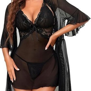 Ensemble de lingerie <span class=keywords><strong>sexy</strong></span> pour femmes, robe transparente en dentelle, uniforme de séduction - Product Image 2
