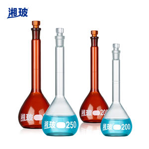 เครื่องแก้วในห้องปฏิบัติการแก้วขนาด250มล. 500มล. 1000มล. ขวดปริมาตรแอมเบอร์ใส - Product Image 6