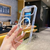 Coque de téléphone transparente en TPU+PC anti-jaunissement, magnétique puissante, compatible avec la charge sans fil et anti-traces de doigts pour les séries 11-18 et S22-S26