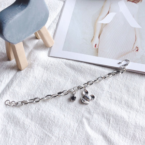 Bracelet à breloques en argent sterling S925 avec pendentif en zircon, tête de Mickey Mouse, bijoux unisexes à porter tous les jours - Product Image 2