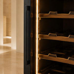 Custom <b>Black</b> Dual Zone Wine <b>Cabinet</b> Led Glass Door <b>Storage</b> Display for Home Hotel Bar Jg003 Dual Zone Wine <b>Cabinet</b> Designed for - Product Image 2
