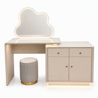 Table de toilette moderne haut de gamme en bois, réglable, multifonction, pliable, durable, avec miroir de maquillage éclairé, qualité export, pour chambre à coucher