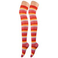 Chaussettes longues en polyester et élasthanne à rayures arc-en-ciel, hauteur cuisse, pour la danse et le cosplay, nouvelle collection 2025