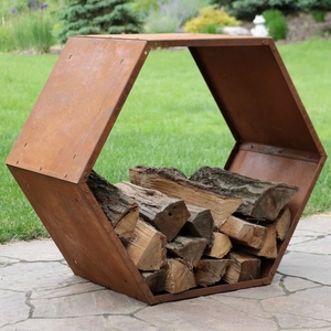 Étagère hexagonale créative d'extérieur en <span class=keywords><strong>bois</strong></span> et métal-couleur fer rouille, 30 pouces, design minimaliste personnalisable - Product Image 1