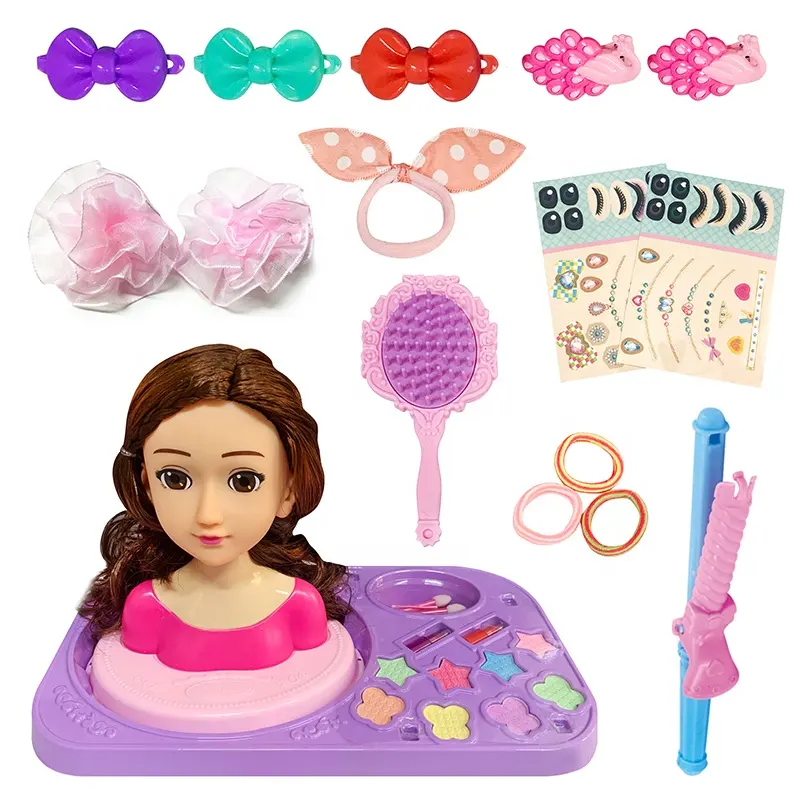 Samtoy Girl Play Game fashion Princess Hair Styling Practice Professional Half Body Makeup Doll Head for Kids