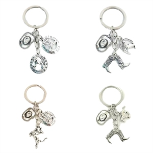 Accessori MOQ, <span class=keywords><strong>serie</strong></span> cowboy western americano, cappello e stivali da cavallo, portachiavi in lega di zinco, come regalo per amici - Product Image 5