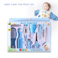 Kit de Soins Quotidiens pour Nouveau-né Bébé 10 Pièces, Trousse de Toilettage de Haute Qualité avec Thermomètre, Mouche-Bébé, Distributeur de Médicaments et Coupe-Ongles