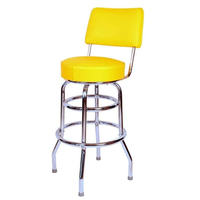 Tabouret de bar pivotant rétro en métal à haut siège rond en cuir/PVC avec tabouret de bar à cadre chromé à l'arrière