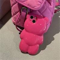 Coque de téléphone mignonne en 3D avec un ours de dessin animé coréen, antichoc, compatible avec iPhone 16 15 14 13 12 11 Pro XS Max X XR