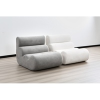 Nouveau design moderne, canapé d'angle confortable et extensible en tissu compressé, blanc et gris, pour salon et appartement
