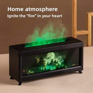 Diffuseur d'huiles essentielles surdimensionné avec lumière nocturne Forêt et Château, humidificateur à brume, machine d'aromathérapie à effet flamme pour chambre à coucher - Product Image 4