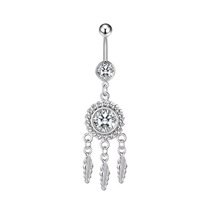 Bijou de piercing en acier inoxydable Yazi avec zircon, anneau de nombril étanche, ornement corporel tendance