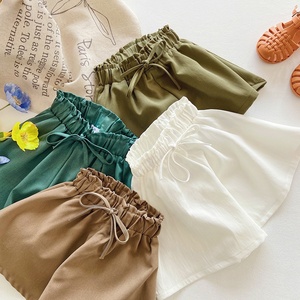 กางเกงขาสั้นเด็กผู้หญิงสีทึบทรงเอไลน์สำหรับฤดูร้อนผ้าฝ้ายผสมกางเกงขาสั้นลำลองสำหรับสวมใส่กลางแจ้งทุก<span class=keywords><strong>วัน</strong></span> - Product Image 1