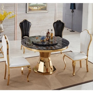 180cm /150 cm /120 cm table ronde marbre salon <span class=keywords><strong>noir</strong></span> <span class=keywords><strong>et</strong></span> <span class=keywords><strong>blanc</strong></span> table à dinging ensemble <span class=keywords><strong>6</strong></span> chaises - Product Image 2