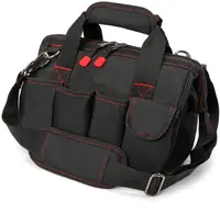 Bolsa de herramientas de cintura para electricista, bolsa de almacenamiento de boca ancha y cierre superior de 12 pulgadas, duradera, con múltiples bolsillos