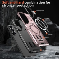 Coque de téléphone robuste avec support de cadre d'objectif en alliage de zinc caché TPU+PC, compatible avec la charge sans fil pour Samsung S26 S26 Plus S26 Ultra