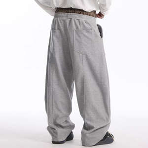 Высококачественные мужские джоггеры из 100% хлопка, свободного кроя, с индивидуальным логотипом, на резинке, с двойным поясом, широкие штанины, спортивные штаны свободного кроя - Product Image 5